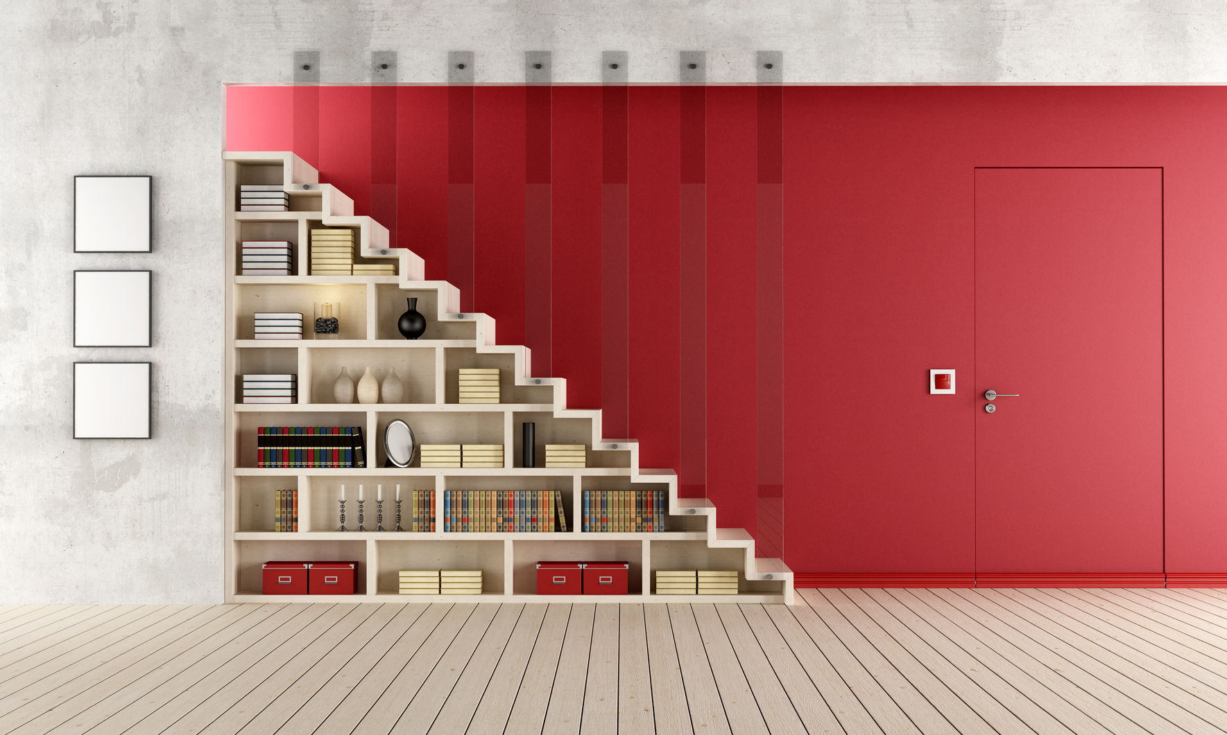 staircase wall bookcase