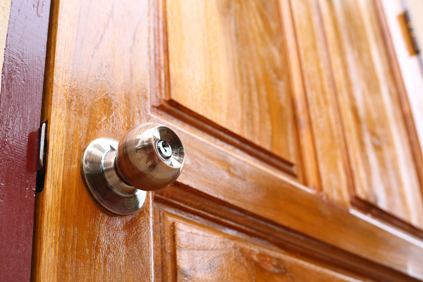 door knob on wooden door