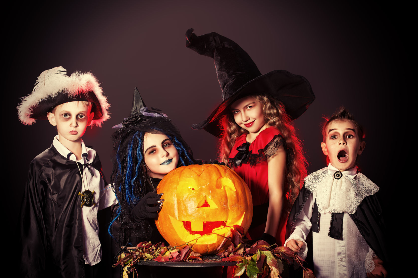 children in halloween costumes