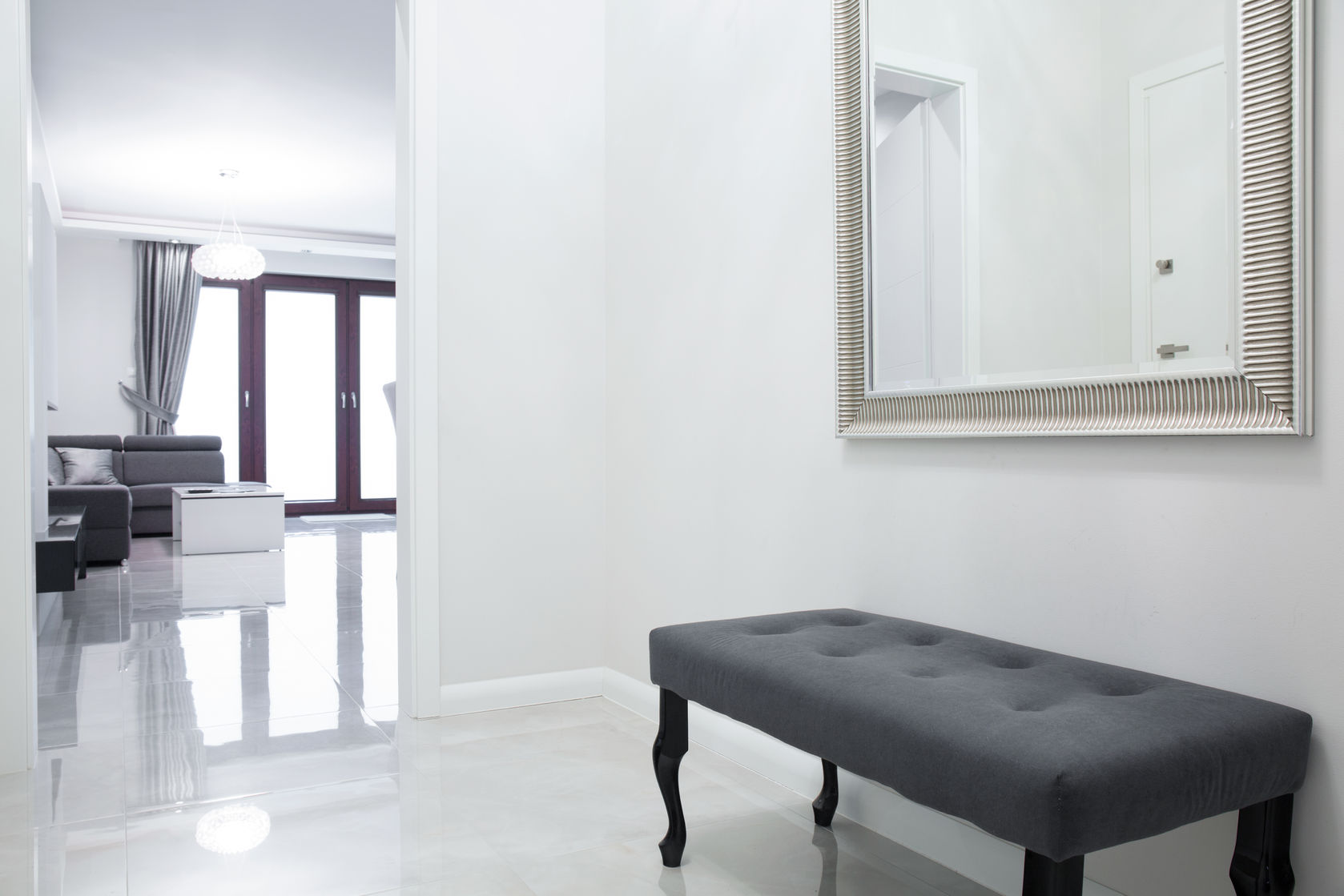 gray entry bench