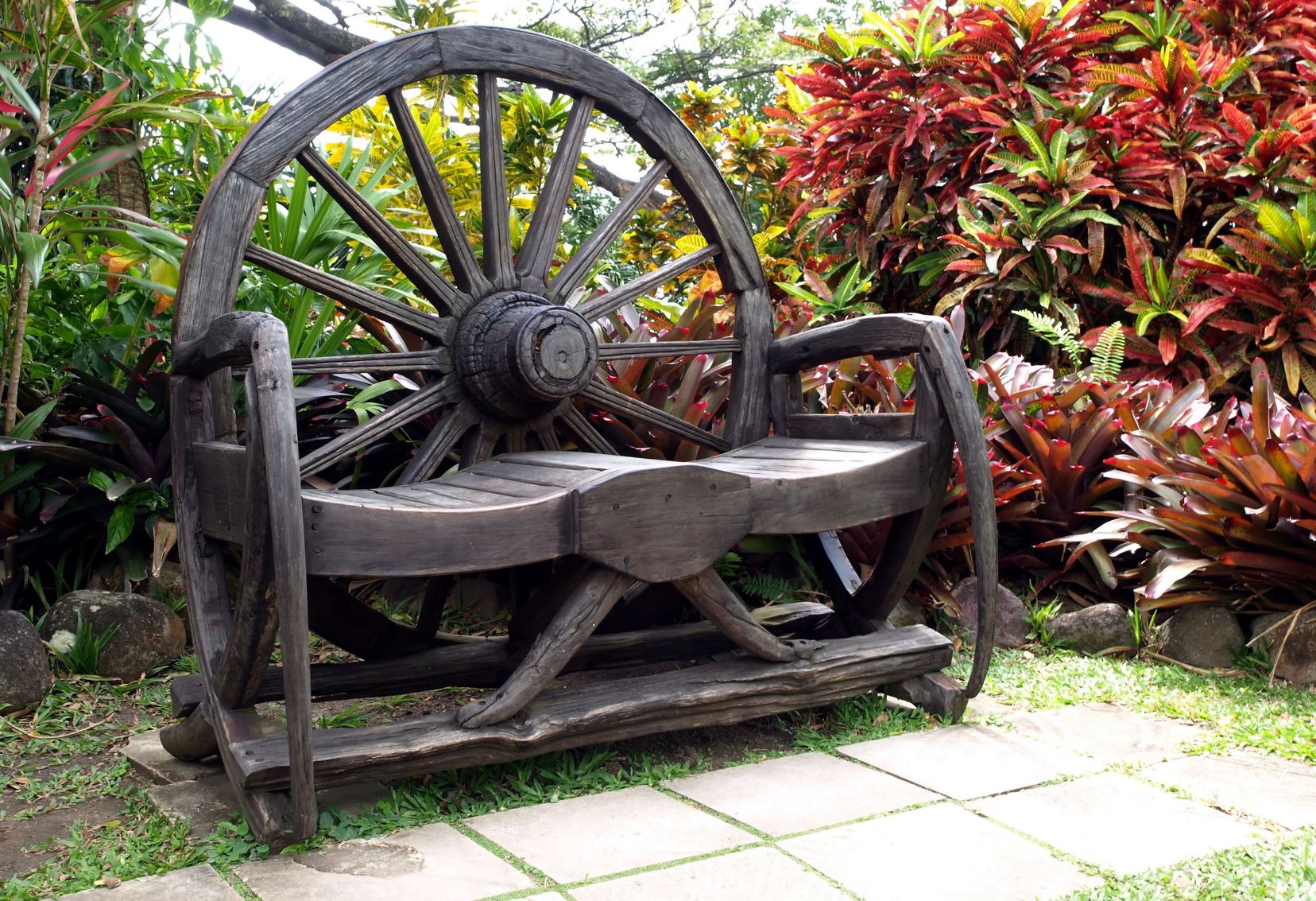 rustic wooden bench