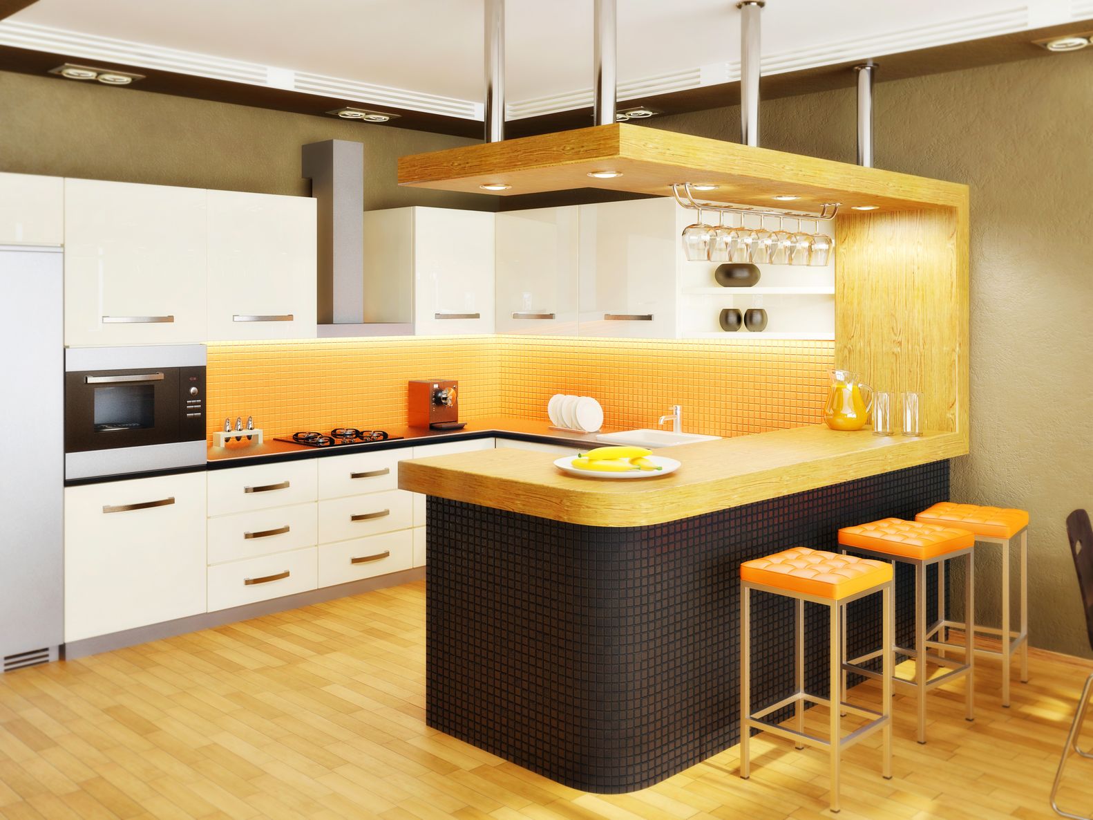 yellow modern kitchen