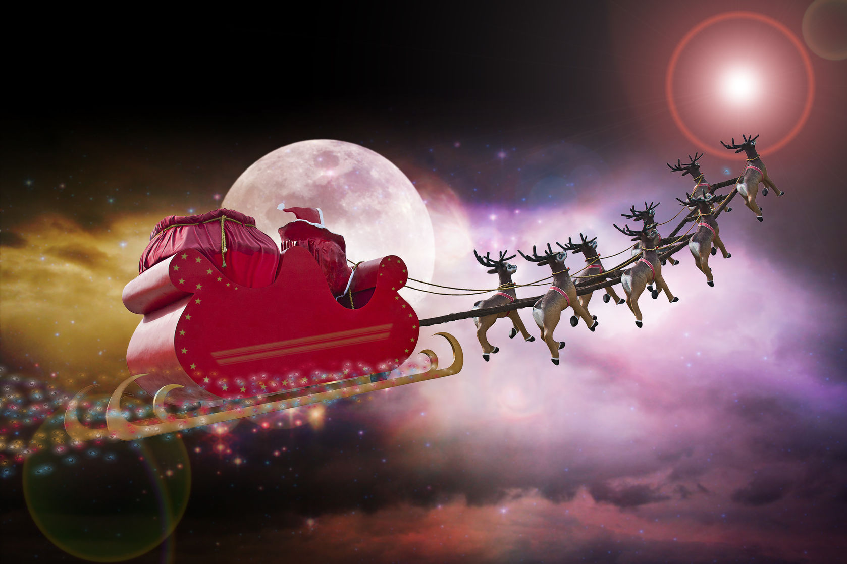 santa riding a sleigh