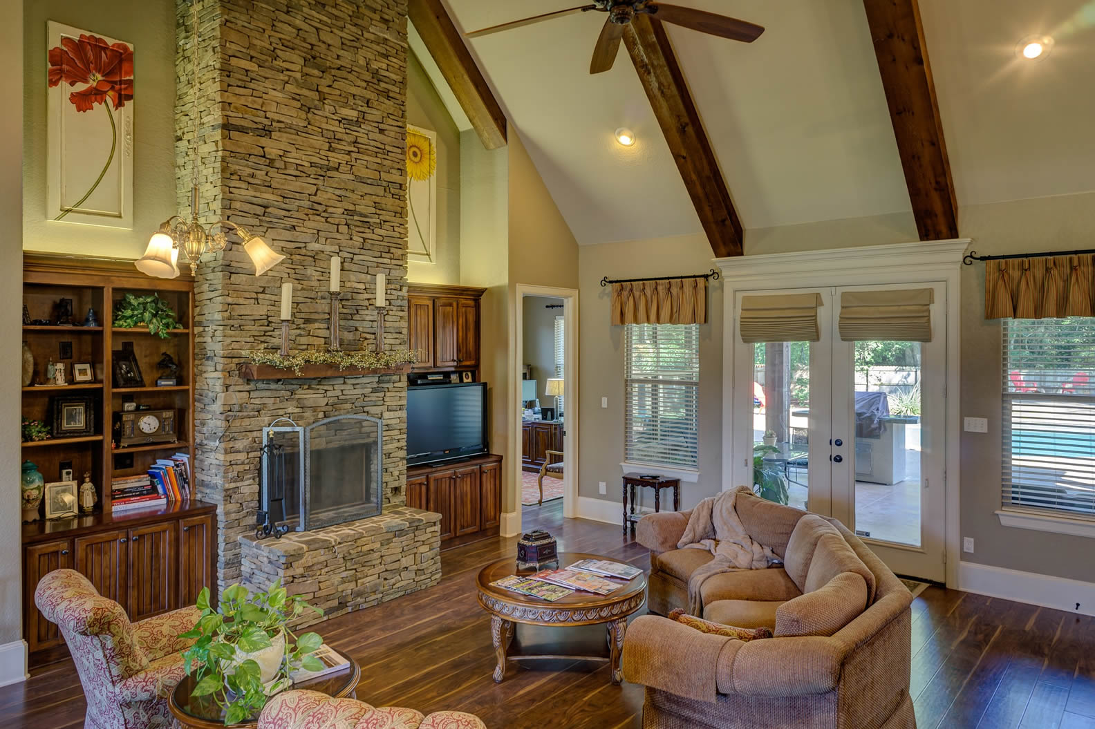 rock fireplace