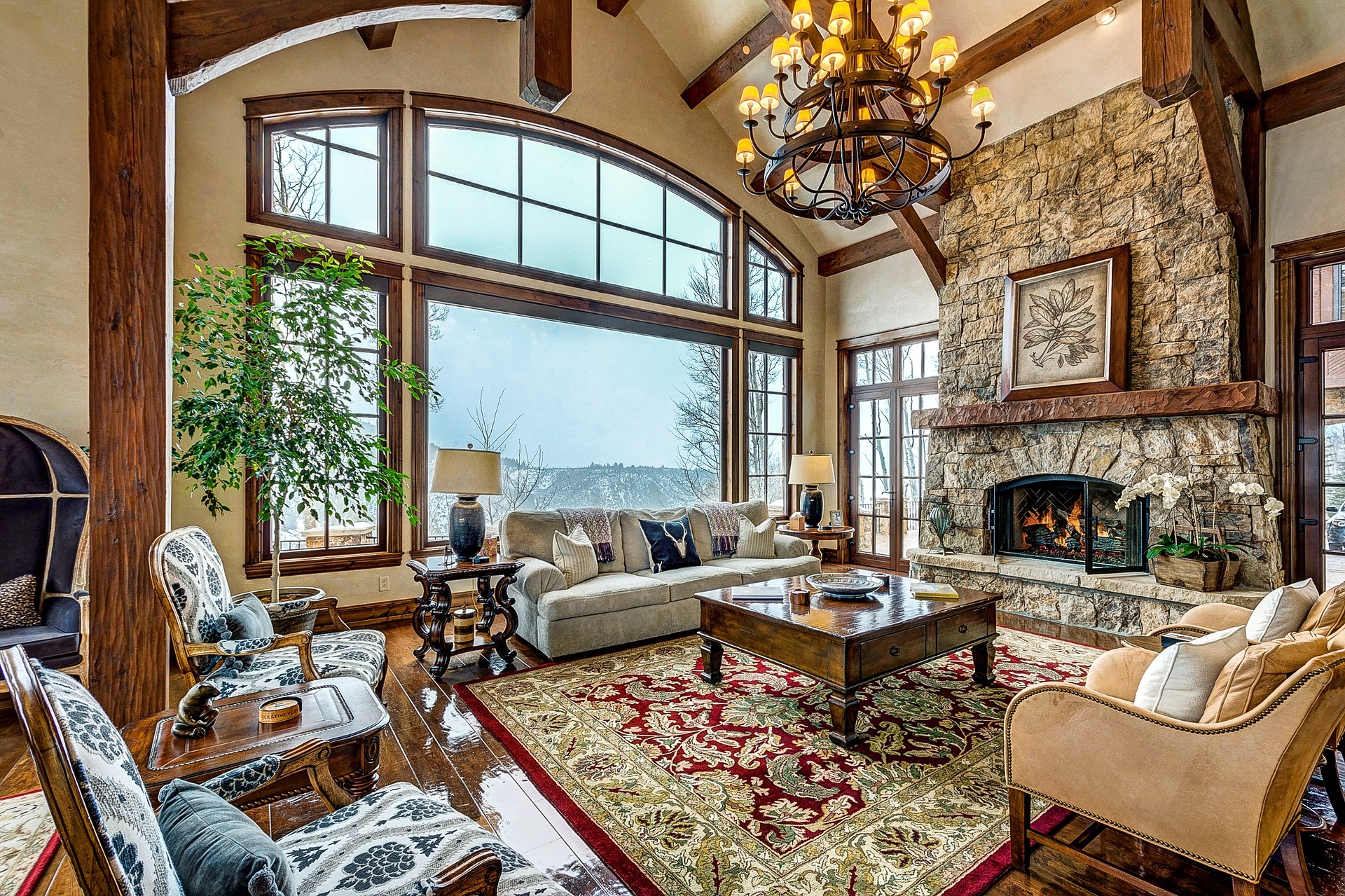 rock fireplace