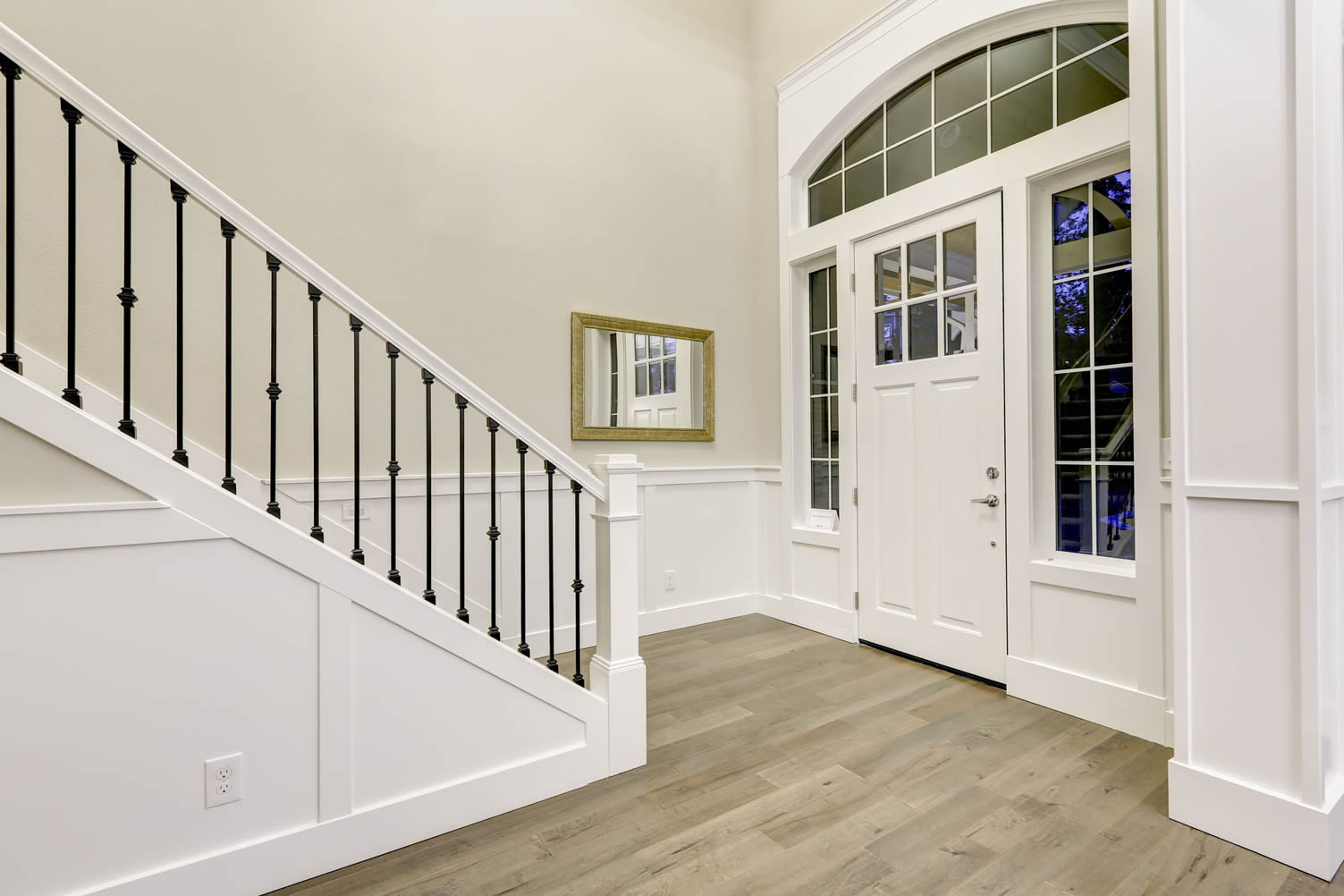 stairway paneled walls