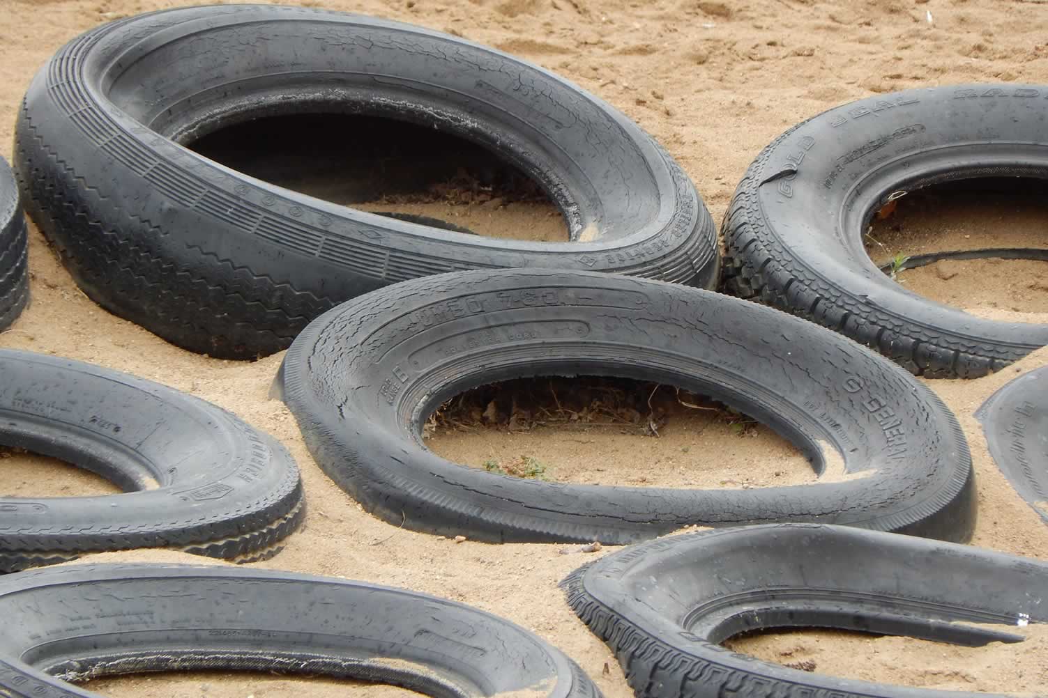 sandbox with tires