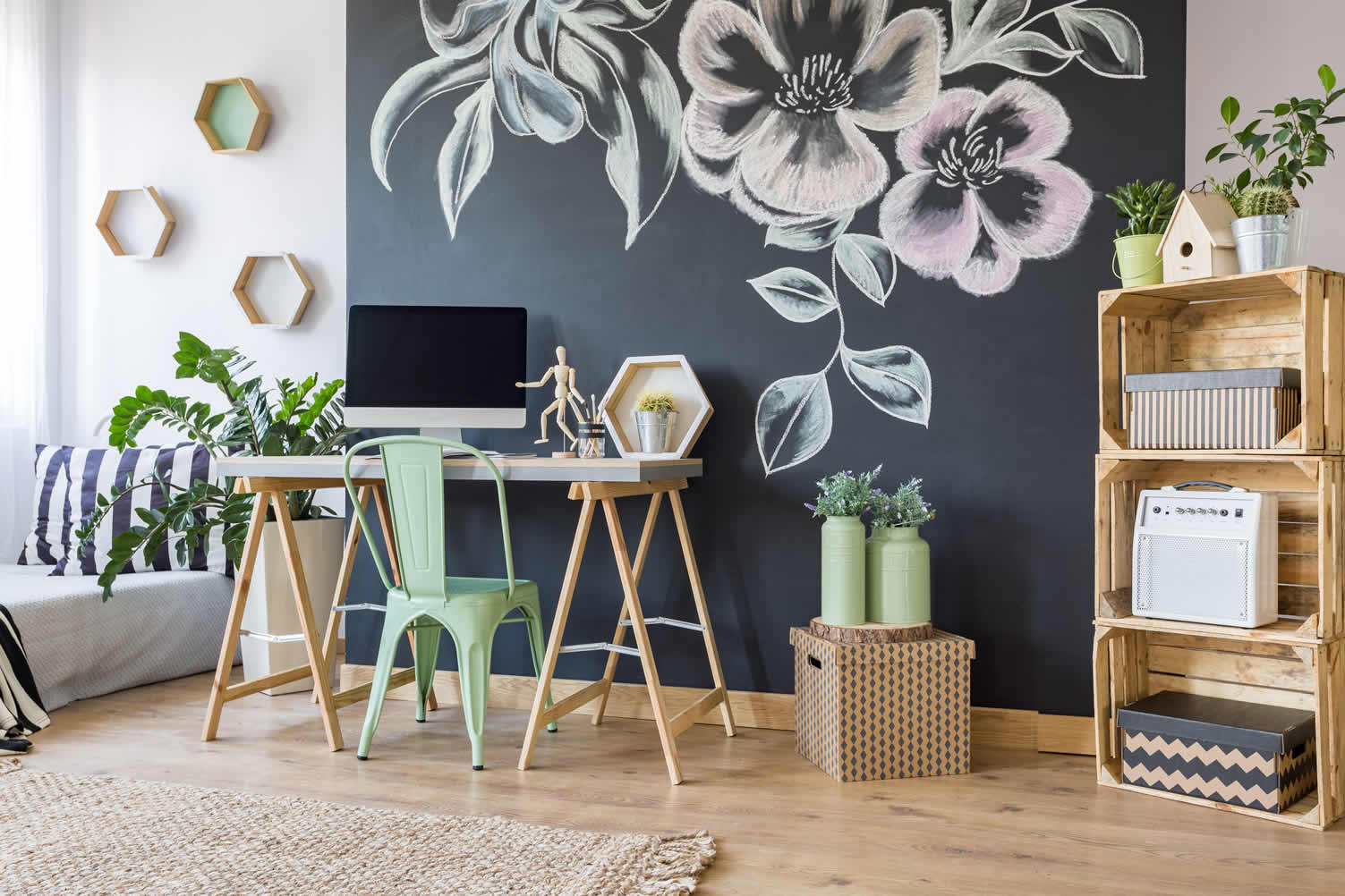 teen blackboard bedroom