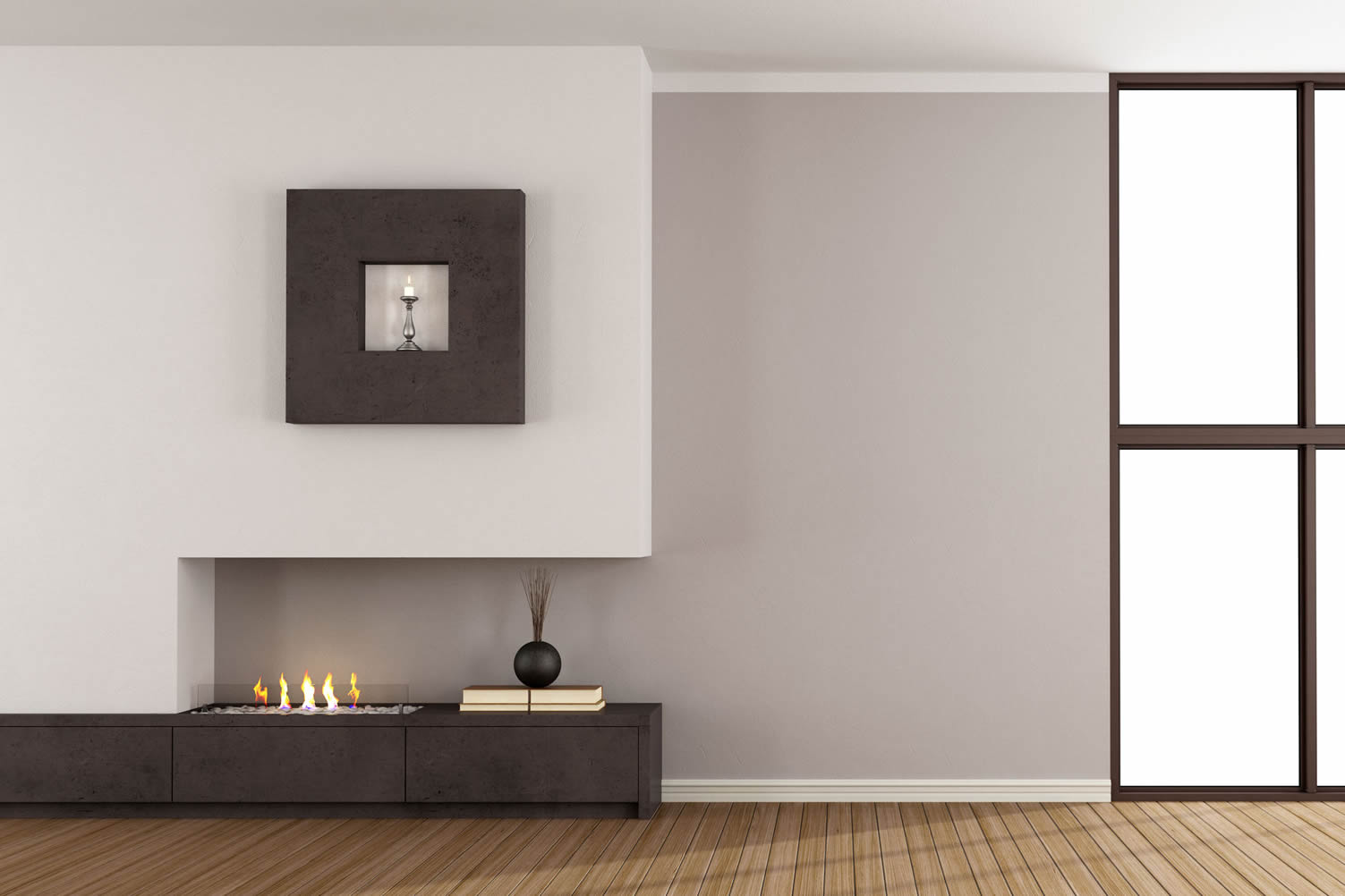 modern fireplace