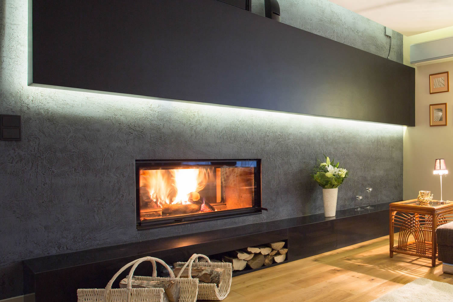 modern fireplace