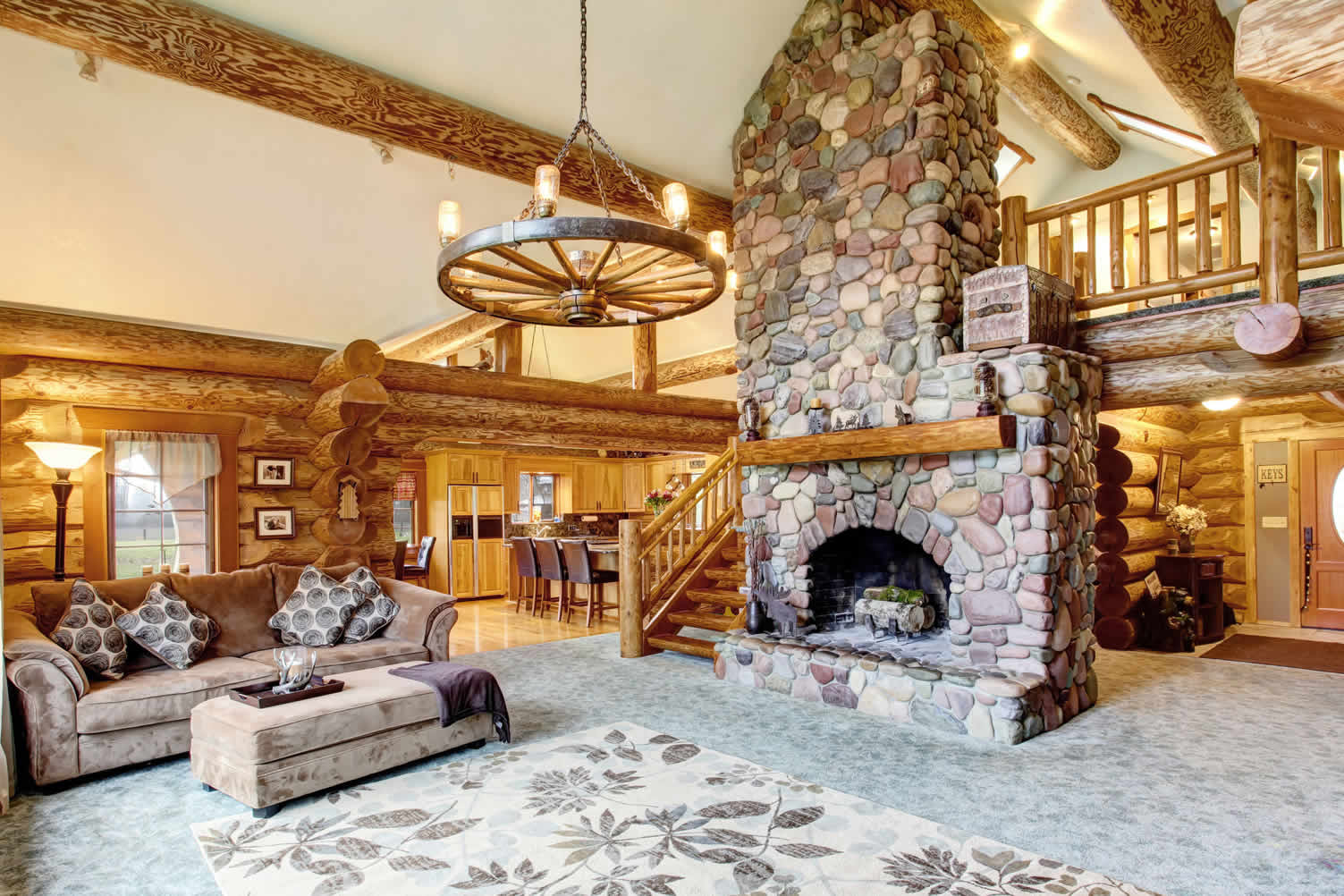 log cabin living room