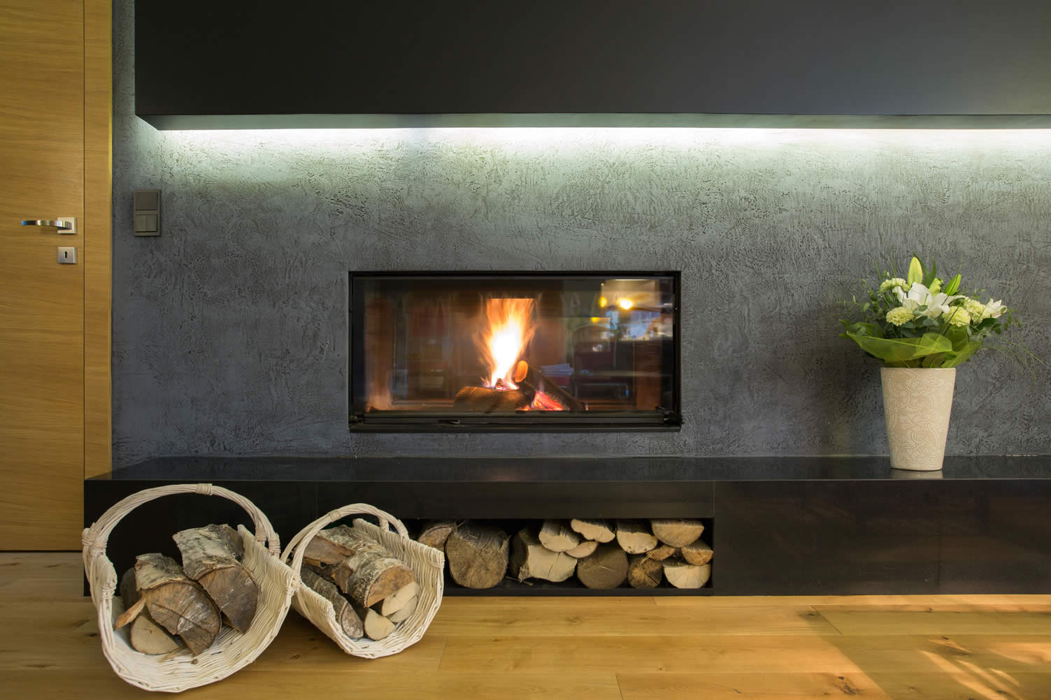 inserted wall fireplace