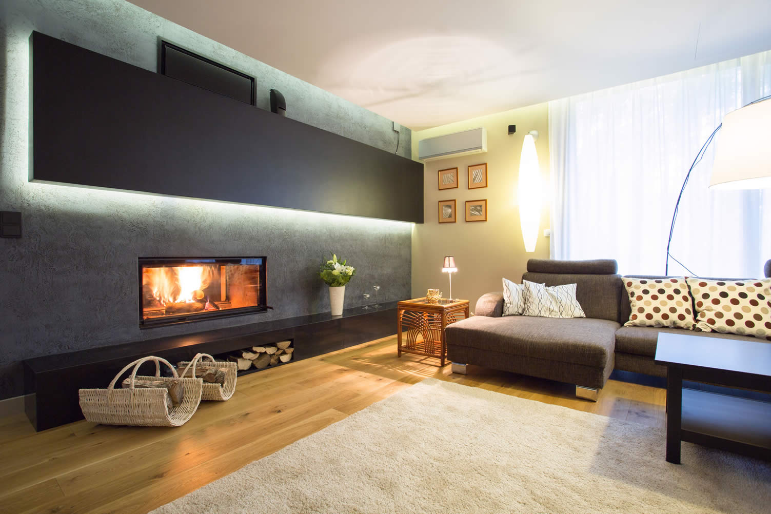 inserted wall fireplace