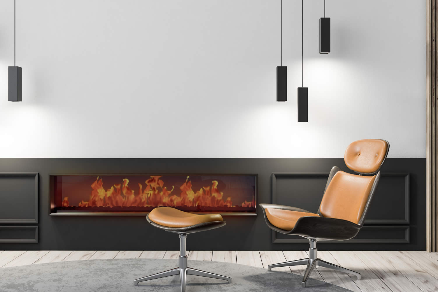 inserted wall fireplace